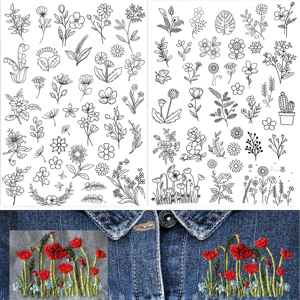 Embroidery Stabilizer Backing - 72 Stück wasserlöslicher Stabilisator, Stickmuster, Blumenstift