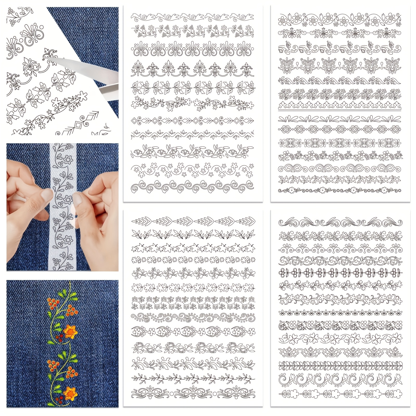 Embroidery Stabilizer Backing - 4 Blatt wasserlösliche Handnähstabilisatoren aus Retro-Spitze
