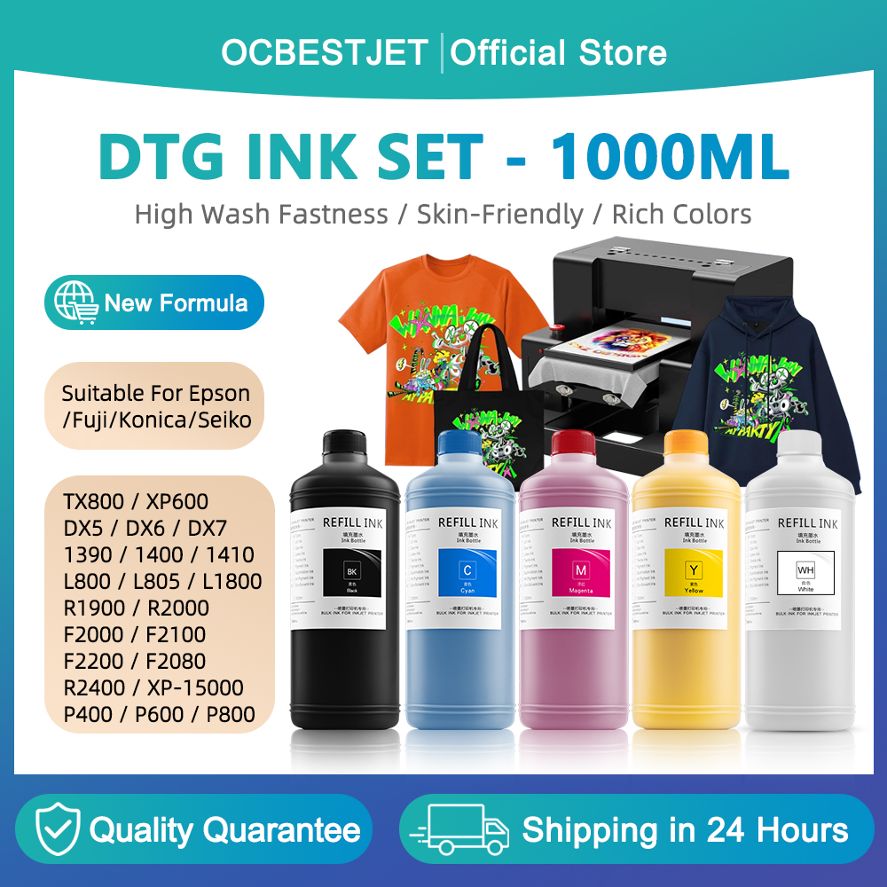 Direct To Garment Ink - 5 Farben 1000ML DTG-Tinte Direkt-auf-Textil-Drucktinte für