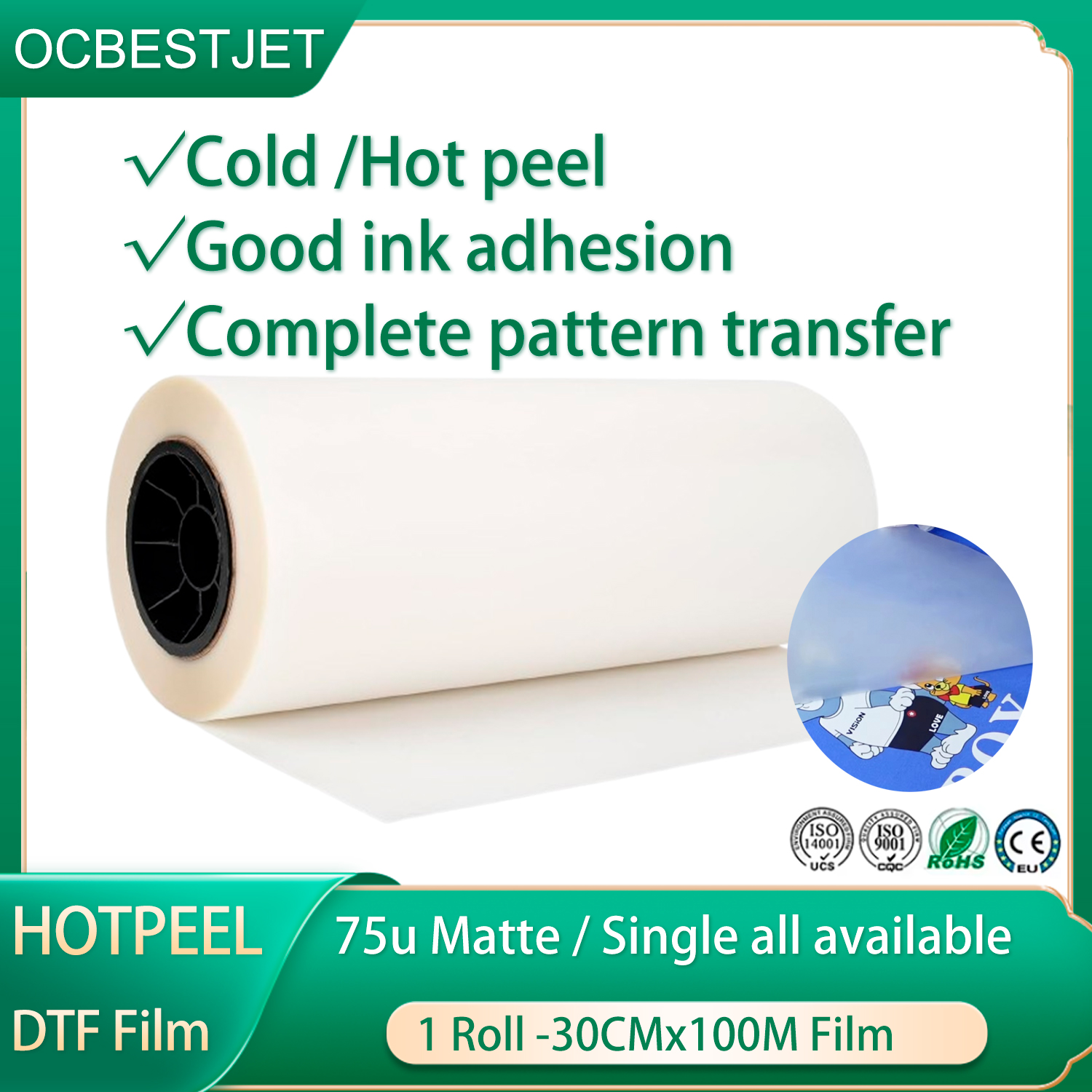 Dtf Hot Peel Film - DTF-Folienrolle 30cm 100m DTF Hot Peel