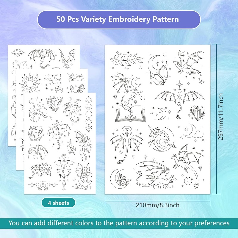 1Set 4 Blatt Drache wasserlösl - Embroidery Stabilizer Backing review and price