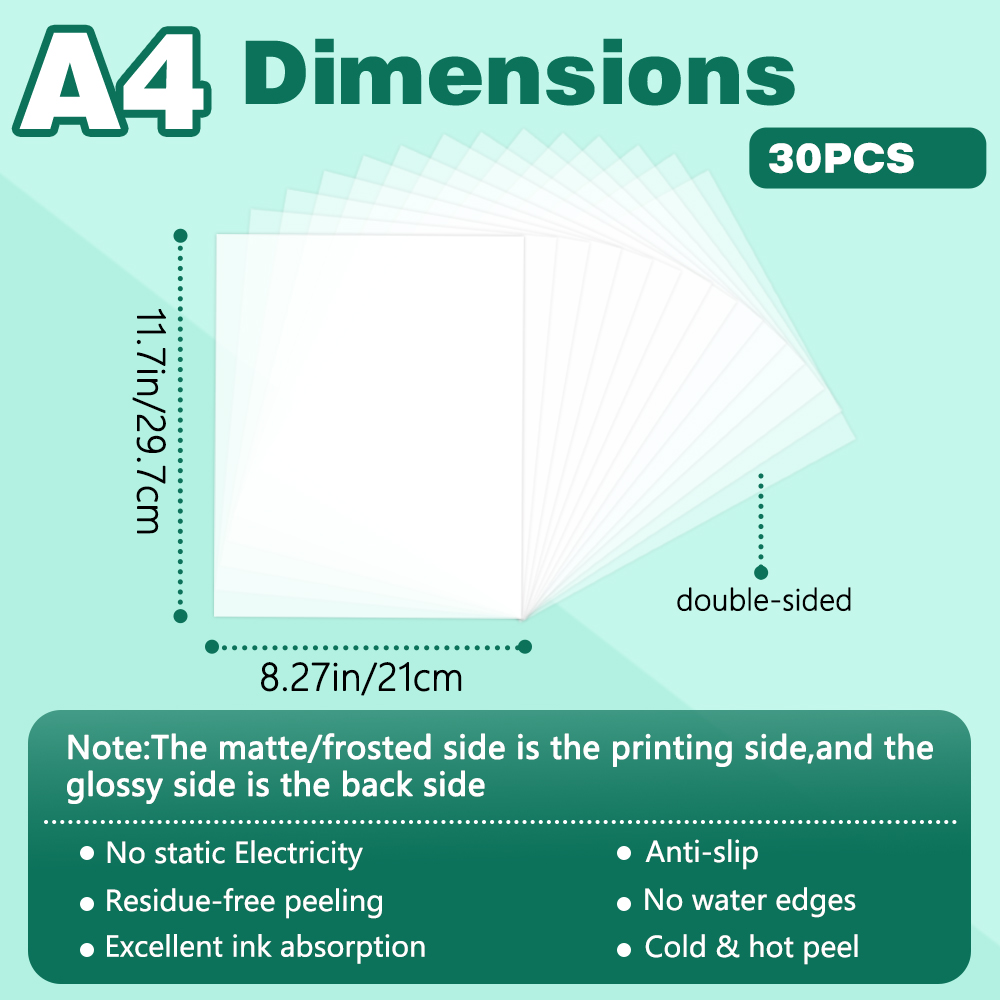30 Blatt DTF-Transferfolie A4, - Dtf Hot Peel Film review and price