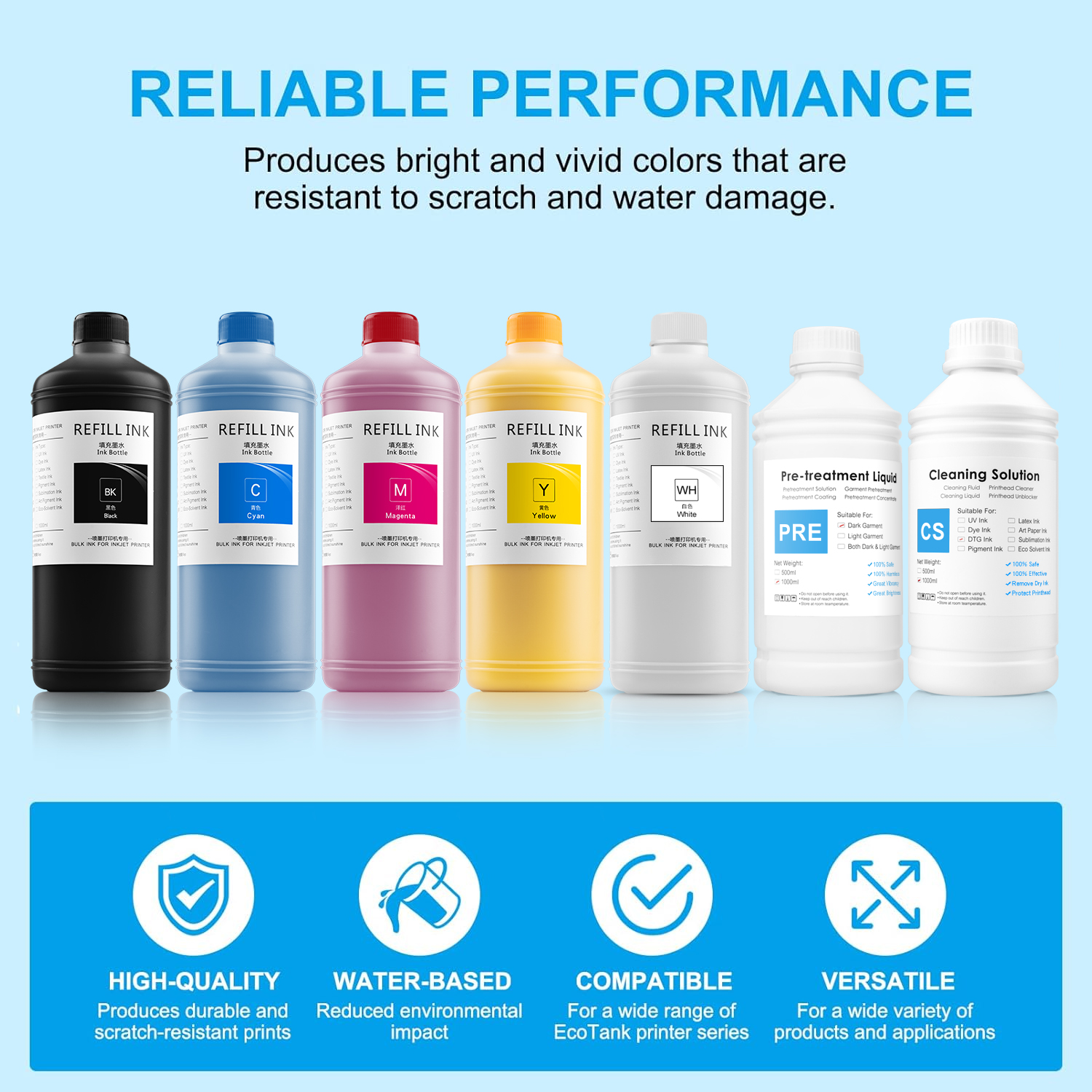 5 Farben 1000ML DTG-Tinte Dire - Direct To Garment Ink review and price