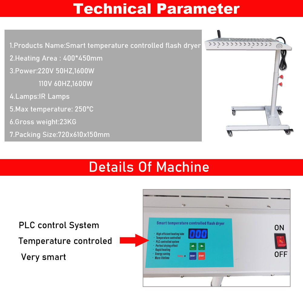 40x40cm/16x16 Zoll 1,6KW Infra - Flash Dryer Screen Print review and price